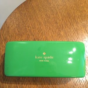 Kate Spade eye glass case blue green hard